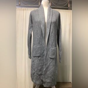 Minnie Rose Rib Wool Cashmere Open Front Cardigan Sweater